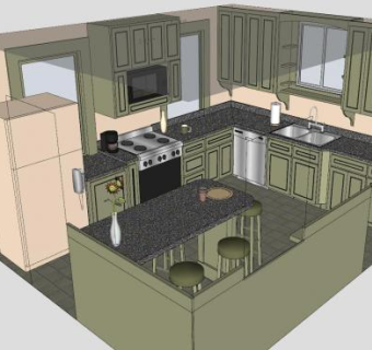现代厨房设计家装SU模型下载_sketchup草图大师SKP模型