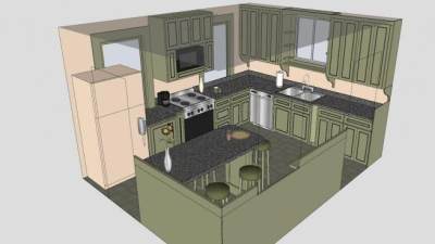 现代厨房设计家装SU模型下载_sketchup草图大师SKP模型