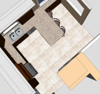 装修半岛厨房SU模型下载_sketchup草图大师SKP模型