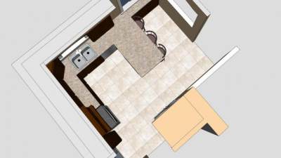 装修半岛厨房SU模型下载_sketchup草图大师SKP模型