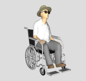 坐轮椅的老人SU模型下载_sketchup草图大师SKP模型