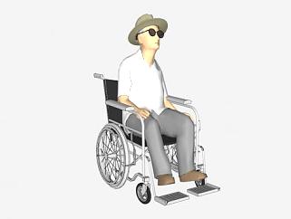 坐轮椅的<em>老人</em>SU模型下载_sketchup草图大师SKP模型