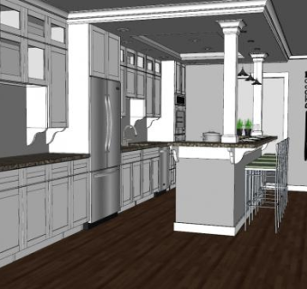 厨房装修布局SU模型下载_sketchup草图大师SKP模型