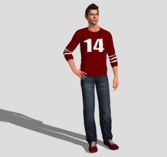 写实青年男子SU模型下载_sketchup草图大师SKP模型