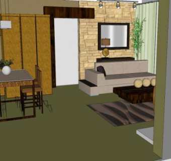 家装厨房简约风格SU模型下载_sketchup草图大师SKP模型