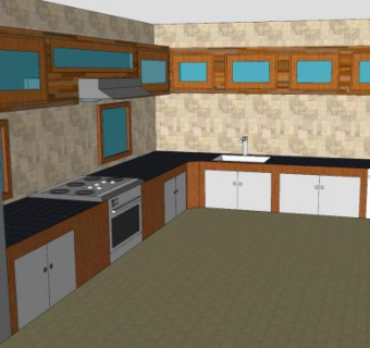 内部厨房装修SU模型下载_sketchup草图大师SKP模型