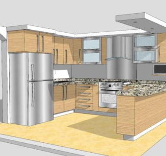 现代白色厨房SU模型下载_sketchup草图大师SKP模型