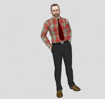 欧美职场胡子男人SU模型下载_sketchup草图大师SKP模型