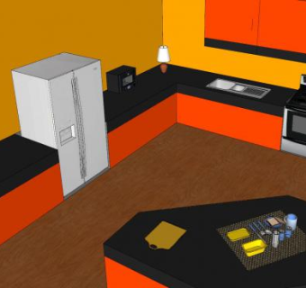 简约风格厨房SU模型下载_sketchup草图大师SKP模型