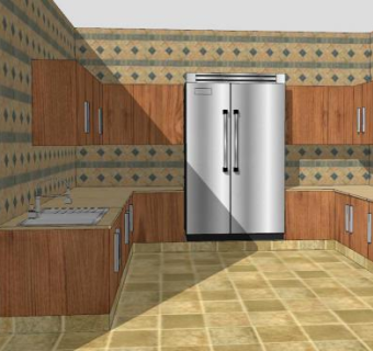 设计实施家装厨房SU模型下载_sketchup草图大师SKP模型