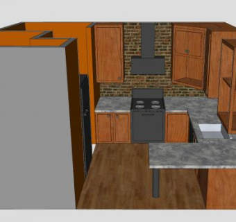 木质厨房装修SU模型下载_sketchup草图大师SKP模型
