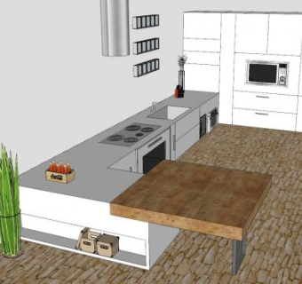 实木装修厨房SU模型下载_sketchup草图大师SKP模型