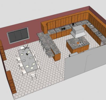 简约家装厨房SU模型下载_sketchup草图大师SKP模型