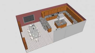 简约家装厨房SU模型下载_sketchup草图大师SKP模型