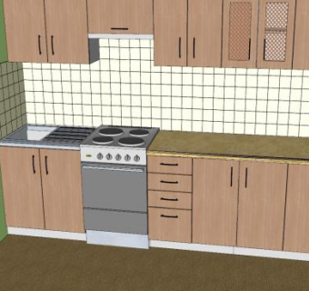 简约风格家装厨房SU模型下载_sketchup草图大师SKP模型