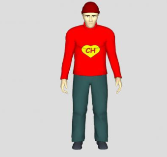 红色衣服的男人SU模型下载_sketchup草图大师SKP模型