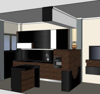 简易风格厨房装修SU模型下载_sketchup草图大师SKP模型