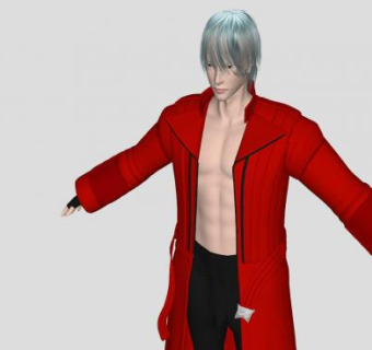 银发红袍男人SU模型下载_sketchup草图大师SKP模型