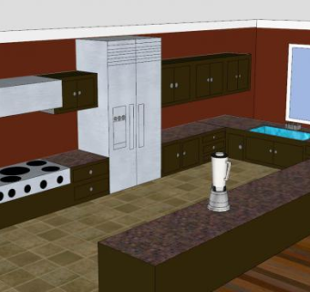 厨房装修风格SU模型下载_sketchup草图大师SKP模型