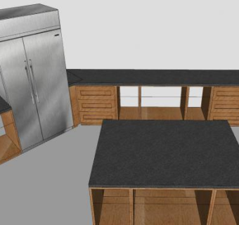 厨房简约装修SU模型下载_sketchup草图大师SKP模型