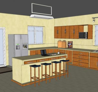 现代厨房家具装修SU模型下载_sketchup草图大师SKP模型