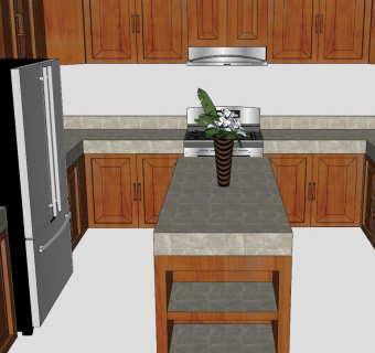 家装U型厨房SU模型下载_sketchup草图大师SKP模型