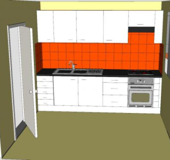图卢兹一字厨房SU模型下载_sketchup草图大师SKP模型