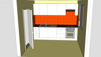 图卢兹一字厨房SU模型下载_sketchup草图大师SKP模型