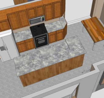 现代家居一字型厨房SU模型下载_sketchup草图大师SKP模型