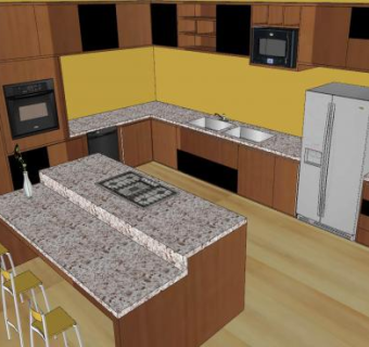 现代宽敞厨房SU模型下载_sketchup草图大师SKP模型