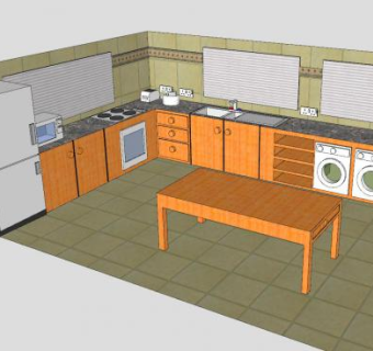 L型厨房家装SU模型下载_sketchup草图大师SKP模型