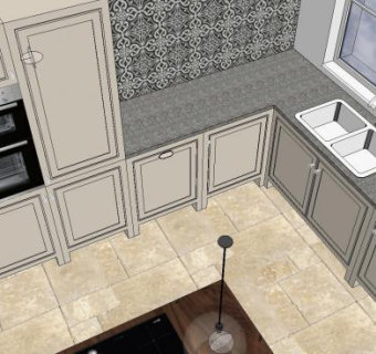 家居L型厨房SU模型下载_sketchup草图大师SKP模型