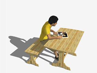 餐桌上的男人SU模型下载_sketchup草图大师SKP模型