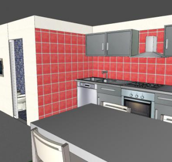 家装简易厨房SU模型下载_sketchup草图大师SKP模型