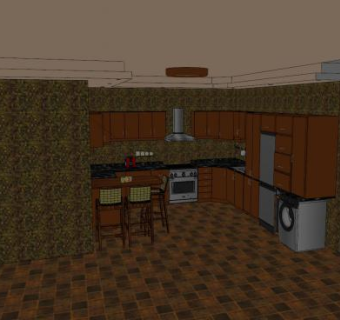 现代L型厨房SU模型下载_sketchup草图大师SKP模型