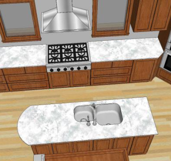 现代一字型厨房SU模型下载_sketchup草图大师SKP模型