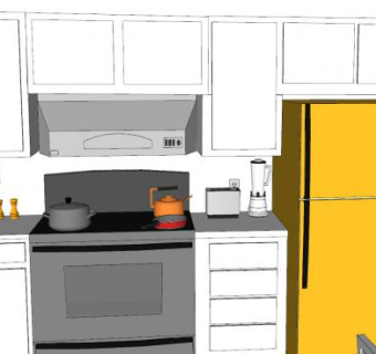 厨房简约风格装修SU模型下载_sketchup草图大师SKP模型