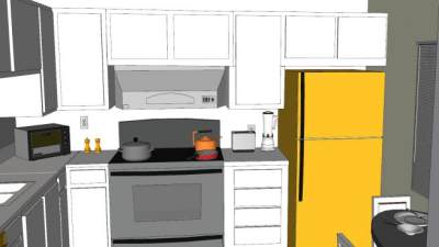 厨房简约风格装修SU模型下载_sketchup草图大师SKP模型