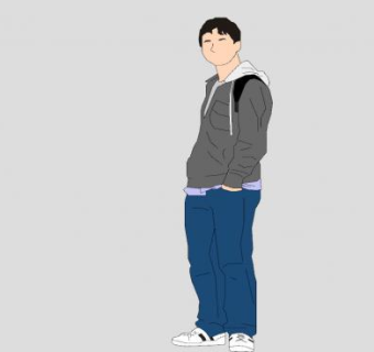 2D人物青年男子SU模型下载_sketchup草图大师SKP模型