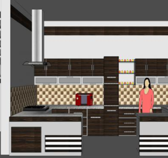 简易U字型厨房SU模型下载_sketchup草图大师SKP模型