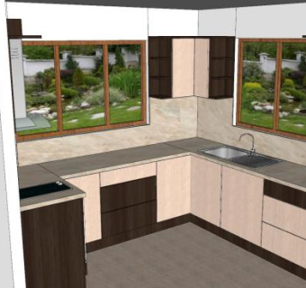 厨房装修L型家装SU模型下载_sketchup草图大师SKP模型