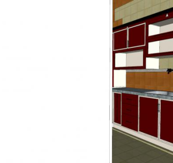 L型厨房布局装修SU模型下载_sketchup草图大师SKP模型