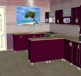 现代布局厨房SU模型下载_sketchup草图大师SKP模型