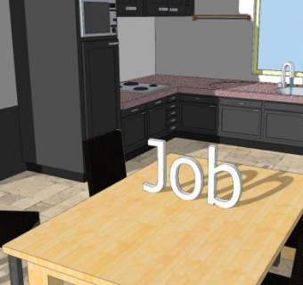 装修L型厨房布局SU模型下载_sketchup草图大师SKP模型