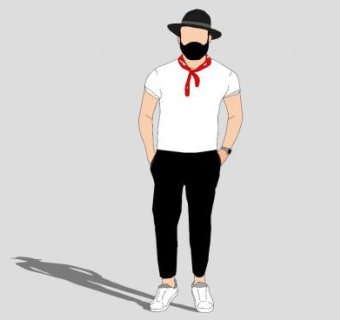 留着胡子的2D男人SU模型下载_sketchup草图大师SKP模型