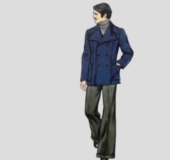 2D中年男士SU模型下载_sketchup草图大师SKP模型