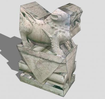 石狮雕塑的Su模型_su模型下载 草图大师模型_SKP模型