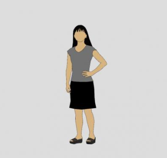 叉腰女性SU模型下载_sketchup草图大师SKP模型
