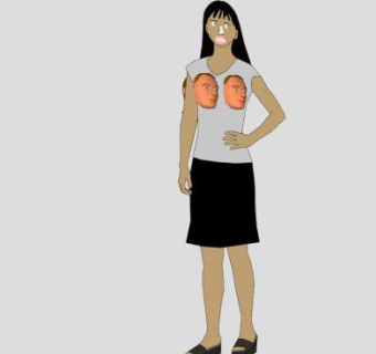 2D惊悚女孩SU模型下载_sketchup草图大师SKP模型