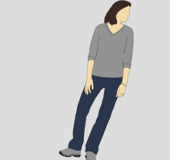 2D白衣女士SU模型下载_sketchup草图大师SKP模型